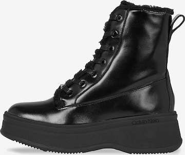 Calvin Klein Lace-Up Boots in Black: front