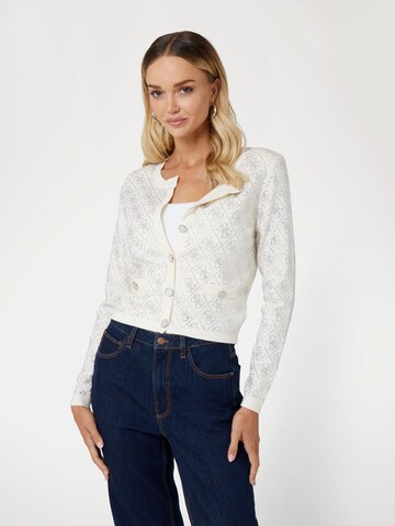 GUESS Knit Cardigan in White: front