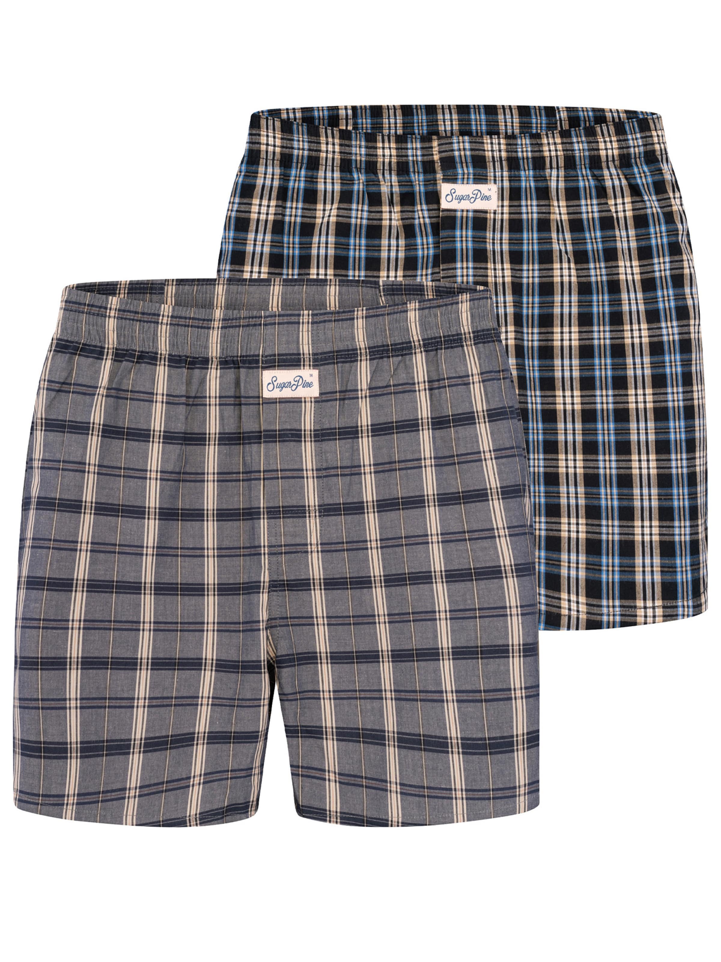 Sugar Pine Boxer ' Mix Karos ' in Blau: Vorderseite