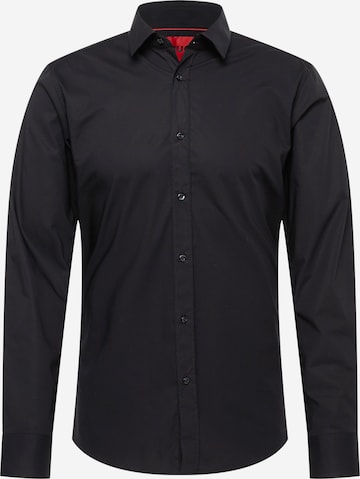 HUGO Slim fit Button Up Shirt 'Elisha' in Black: front