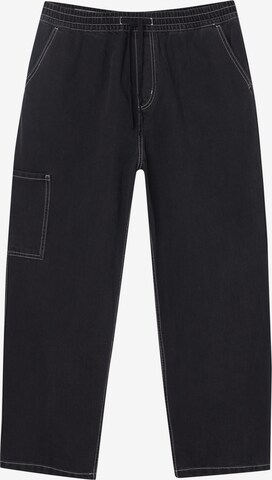 Pull&Bear Wide leg Jeans in Zwart: voorkant