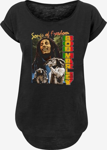 F4NT4STIC Shirt 'Bob Marley Freedom Vintage Reggae Music' in Zwart: voorkant
