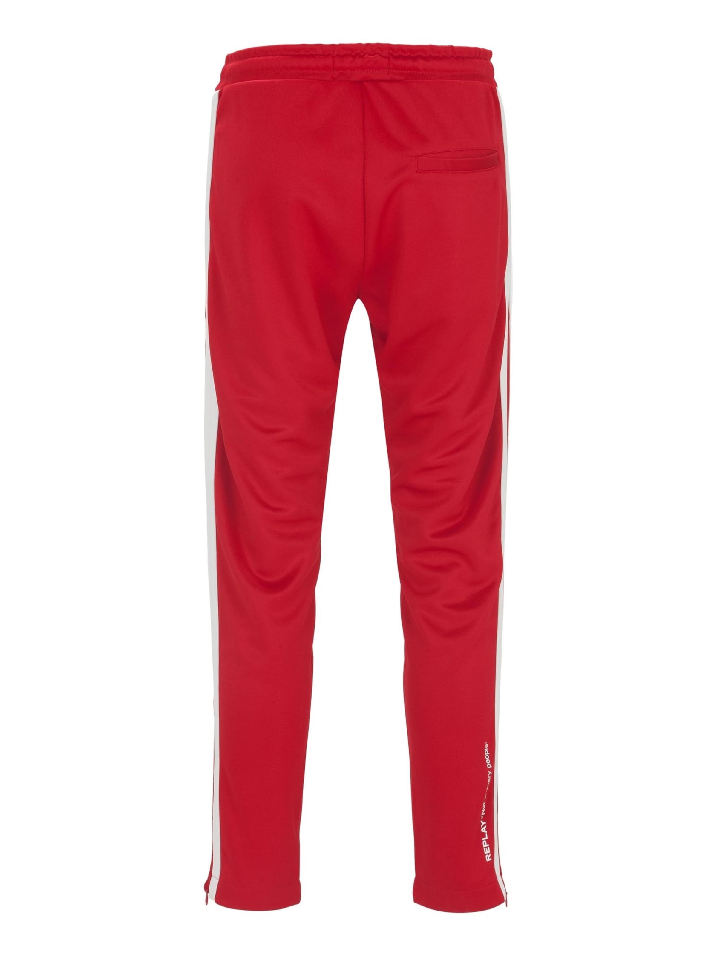 REPLAY Regular Trousers 'Tech Fleece' in Red