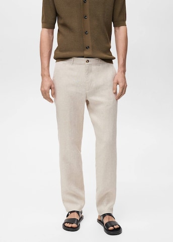 MANGO MAN Slim fit Chino Pants 'Oyster' in Beige: front