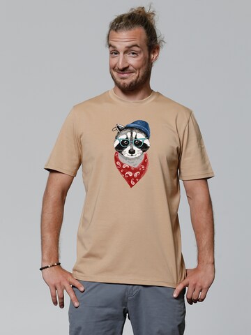 T-Shirt 'Waschbär' Watapparel en beige : devant