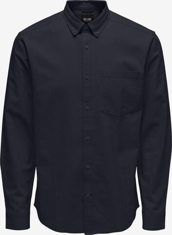 Only & Sons Button Up Shirt 'TRU LIFE' in Blue: front