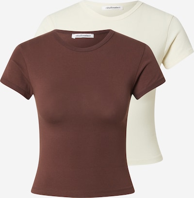 Marškinėliai 'Inga' iš studioselect, spalva – tamsiai ruda / šviesiai geltona, Prekių apžvalga