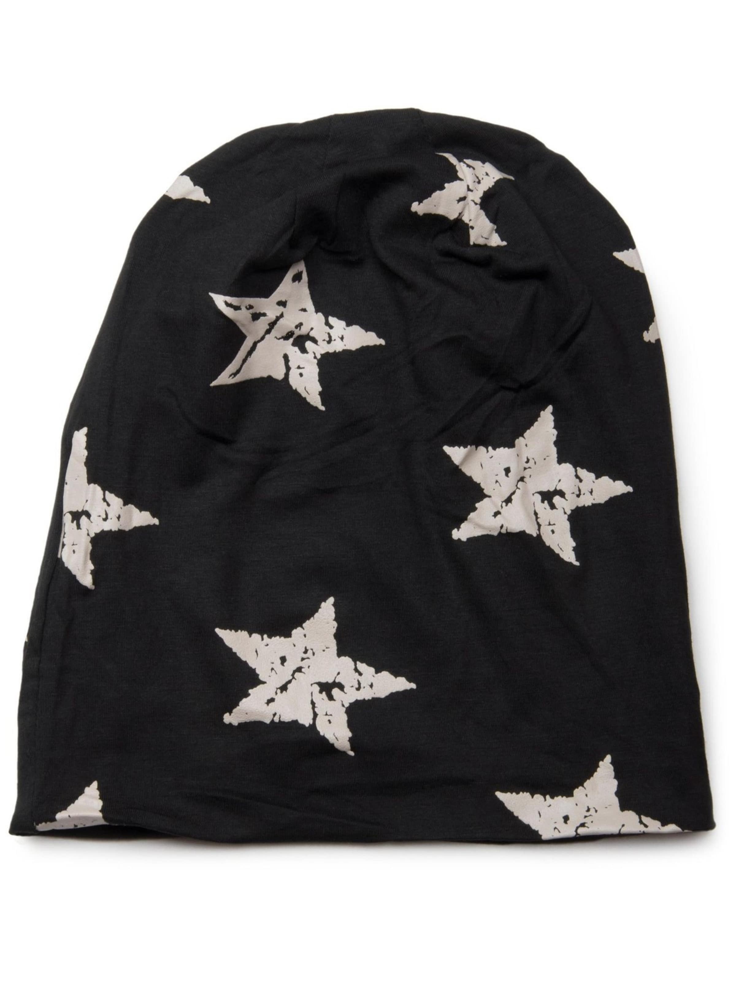 styleBREAKER Mütze 'Beanie mit Sterne Print im Destroyed Look'‌ in Schwarz