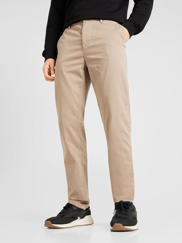 Effilé Pantalon chino BOSS en beige : devant