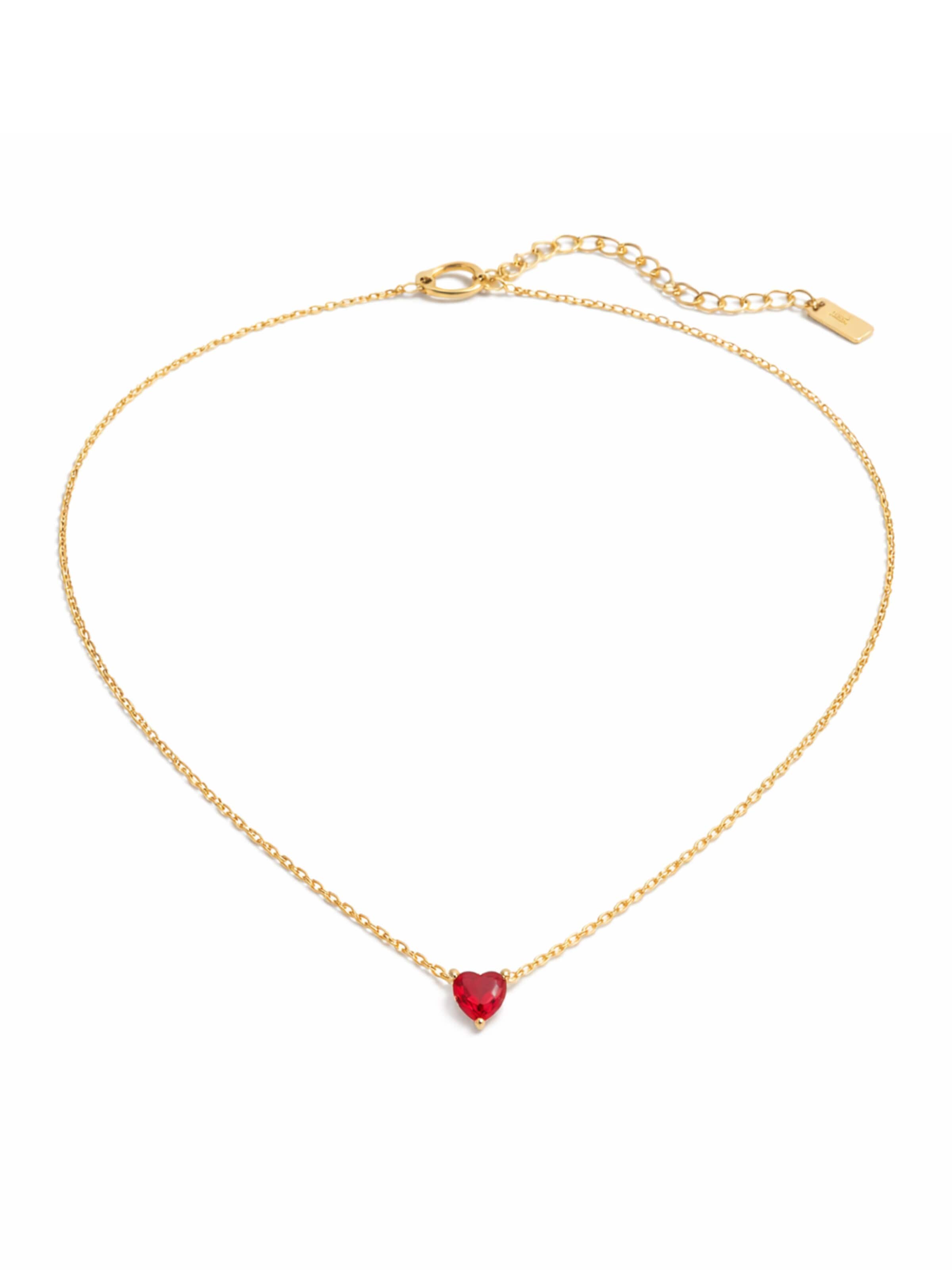 Pure Schmuck Necklace 'Birthstone Heart Halskette' in Red: front