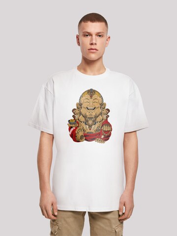 F4NT4STIC Shirt 'Happy Cyber Buddha CYBERPUNK STYLES' in Wit: voorkant
