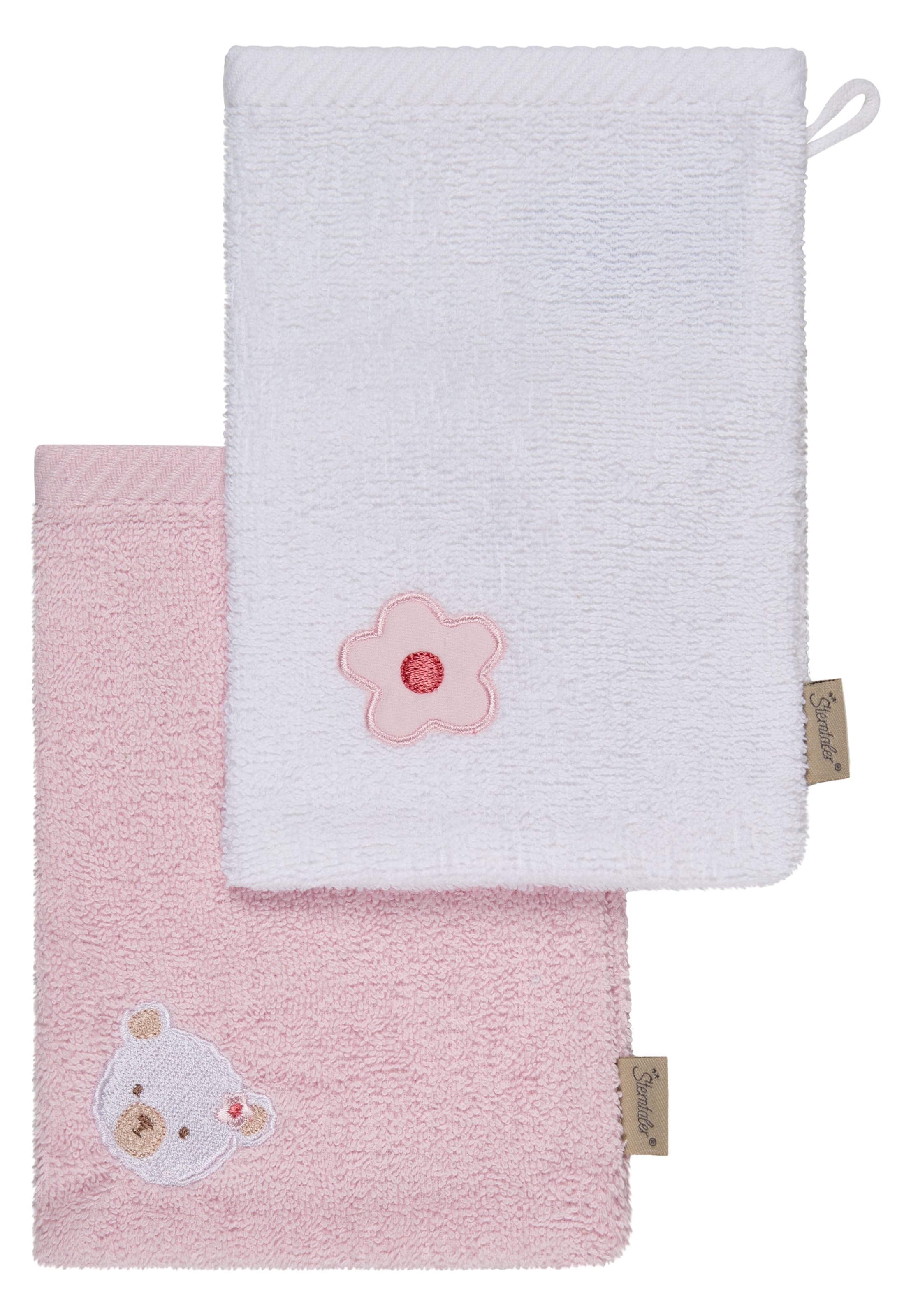 STERNTALER Waschhandschuhe 2er-Pack BÄR Betty in Lila: Vorderseite