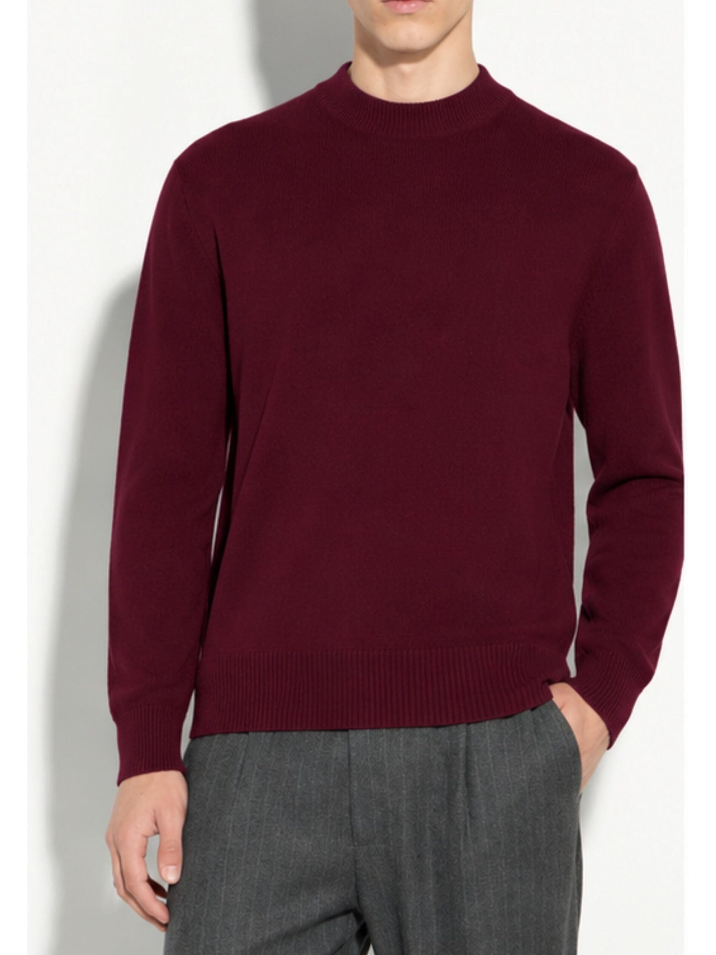 Paolo Pecora Milano Tröja 'Men's Crew Neck Sweater in 100% Virgin Merino Wool' i röd