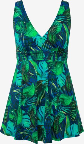 Ulla Popken Swimsuit Dress in Green: front