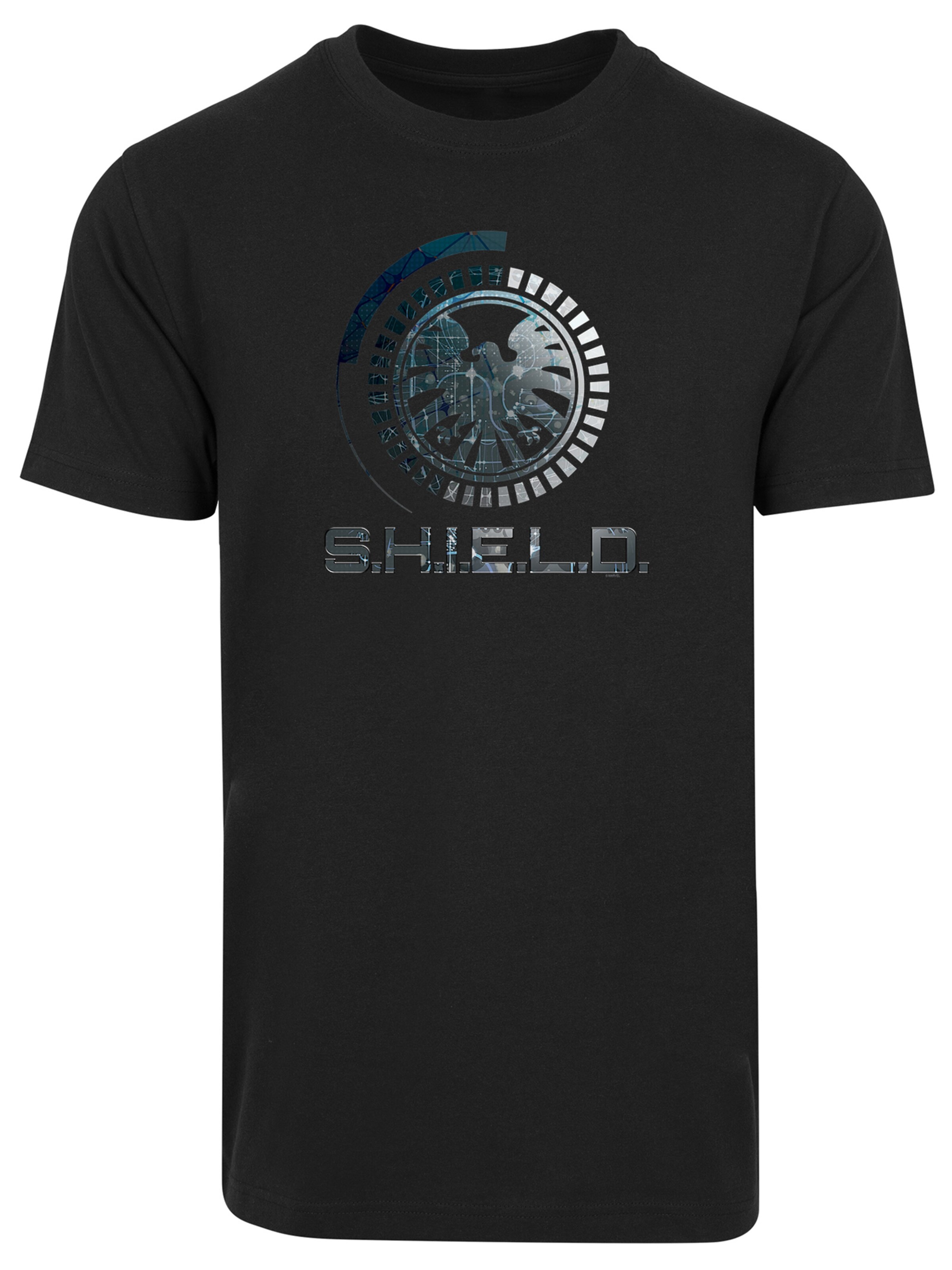 F4NT4STIC Shirt 'Marvel Avengers Shield Circuits' in Zwart: voorkant