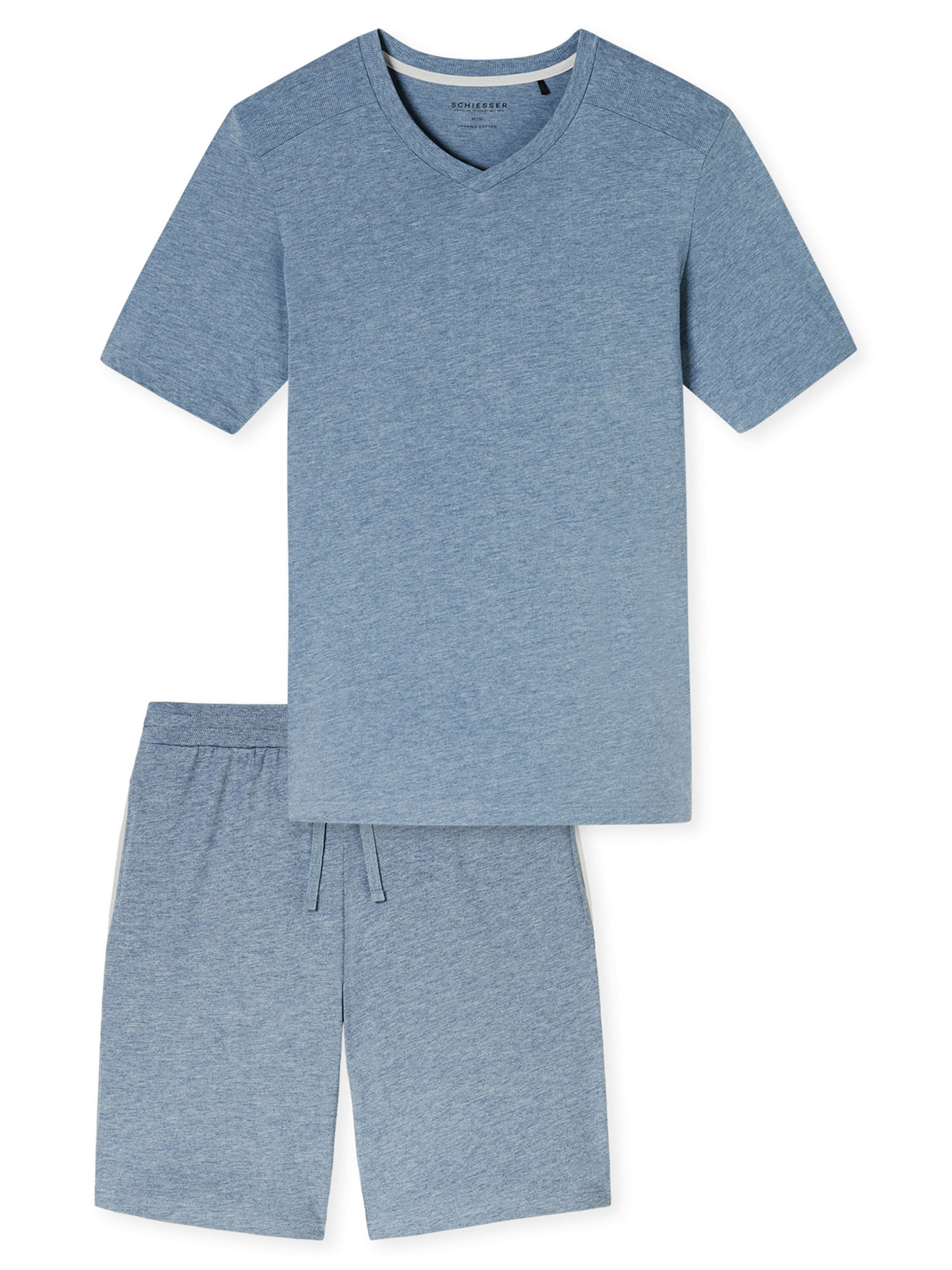 SCHIESSER Pyjama kort ' Modern Nightwear ' in Blauw: voorkant