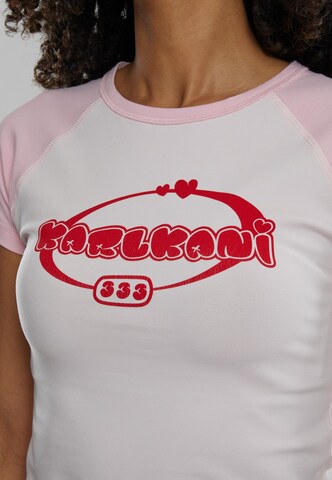 T-shirt 'Woven Signature Heart Tiny' Karl Kani en rose