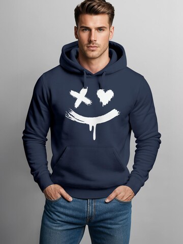 Neverless Sweatshirt 'Creepy Smile' in Blau