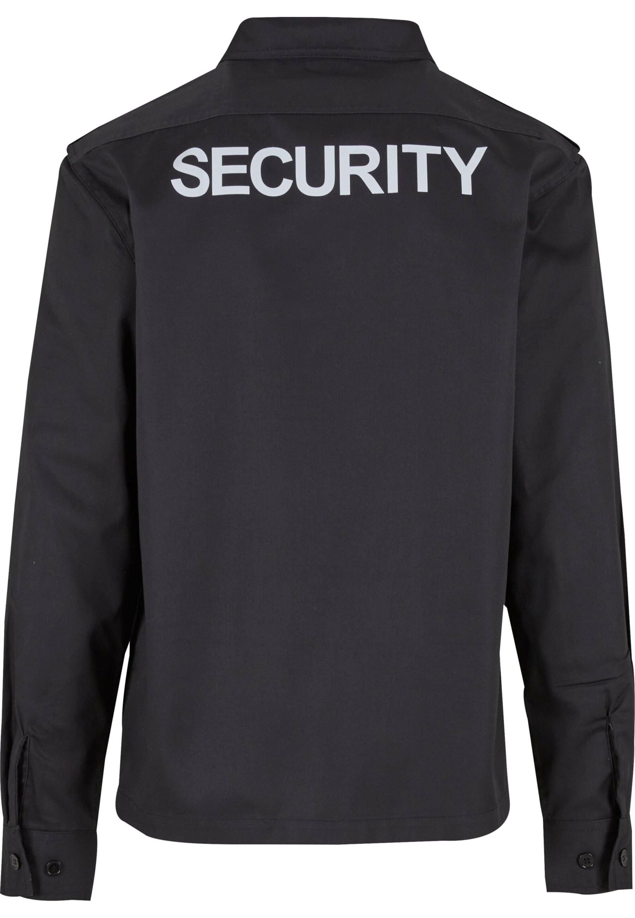 Brandit Comfort fit Button Up Shirt 'Security US' in Black