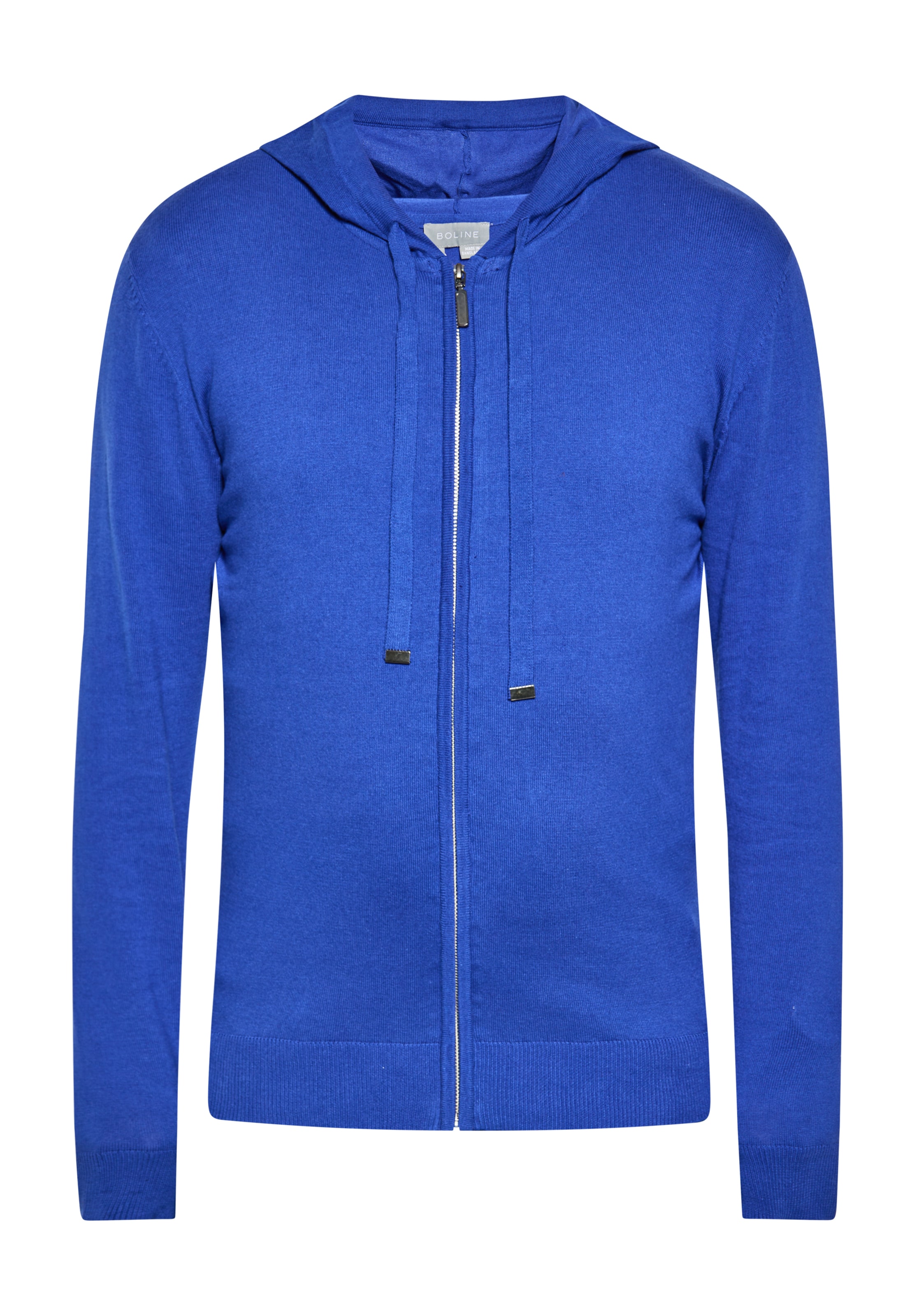 Geacă tricotată de la boline pe albastru: față