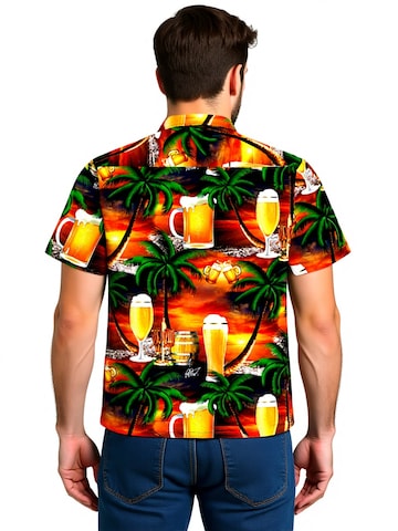 Hawaiihemdshop.de Regular fit Overhemd 'Hawaiihemd "Beer in Paradise"' in Oranje