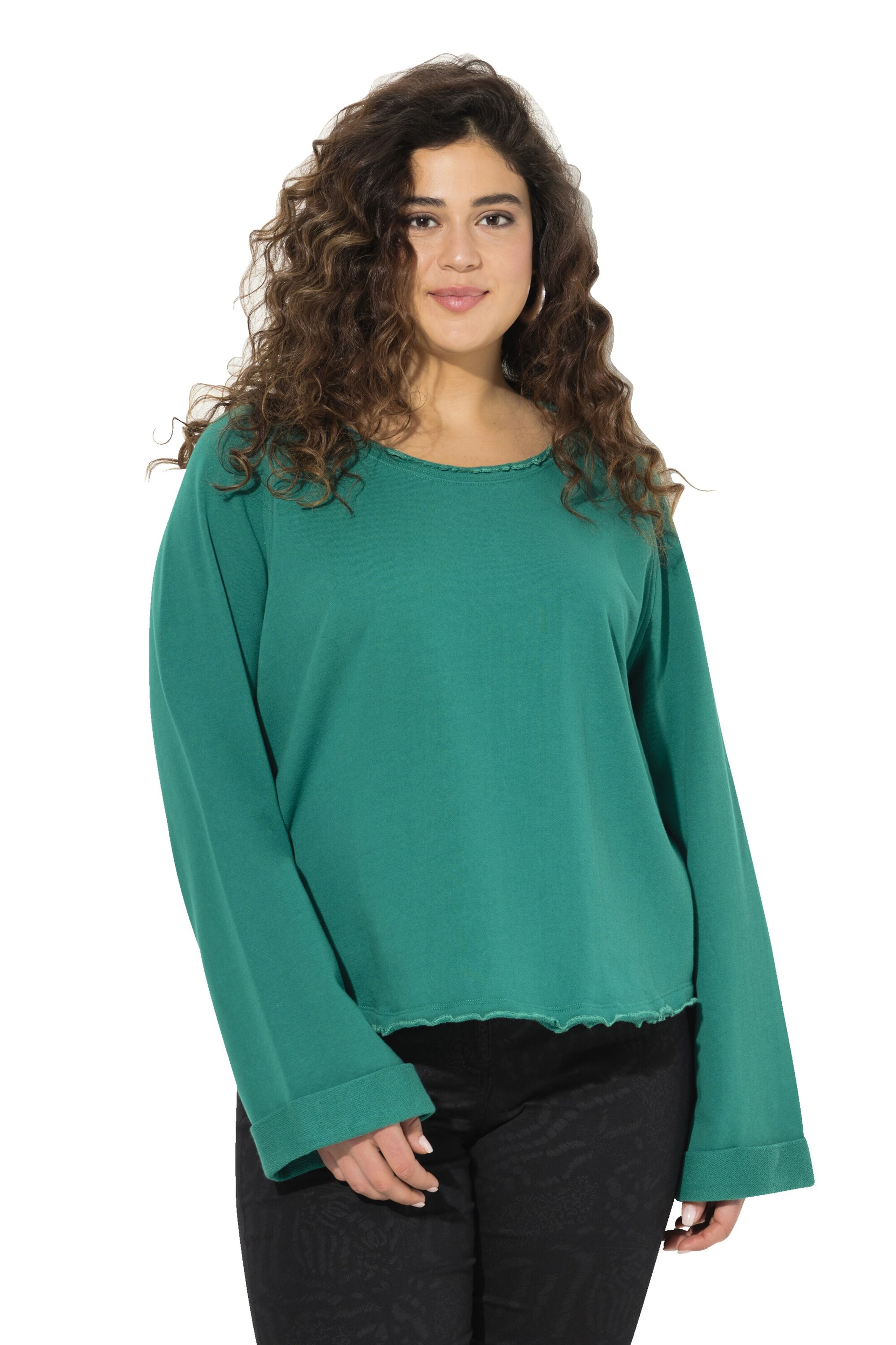 Ulla Popken Sweatshirt in Grün: Vorderseite