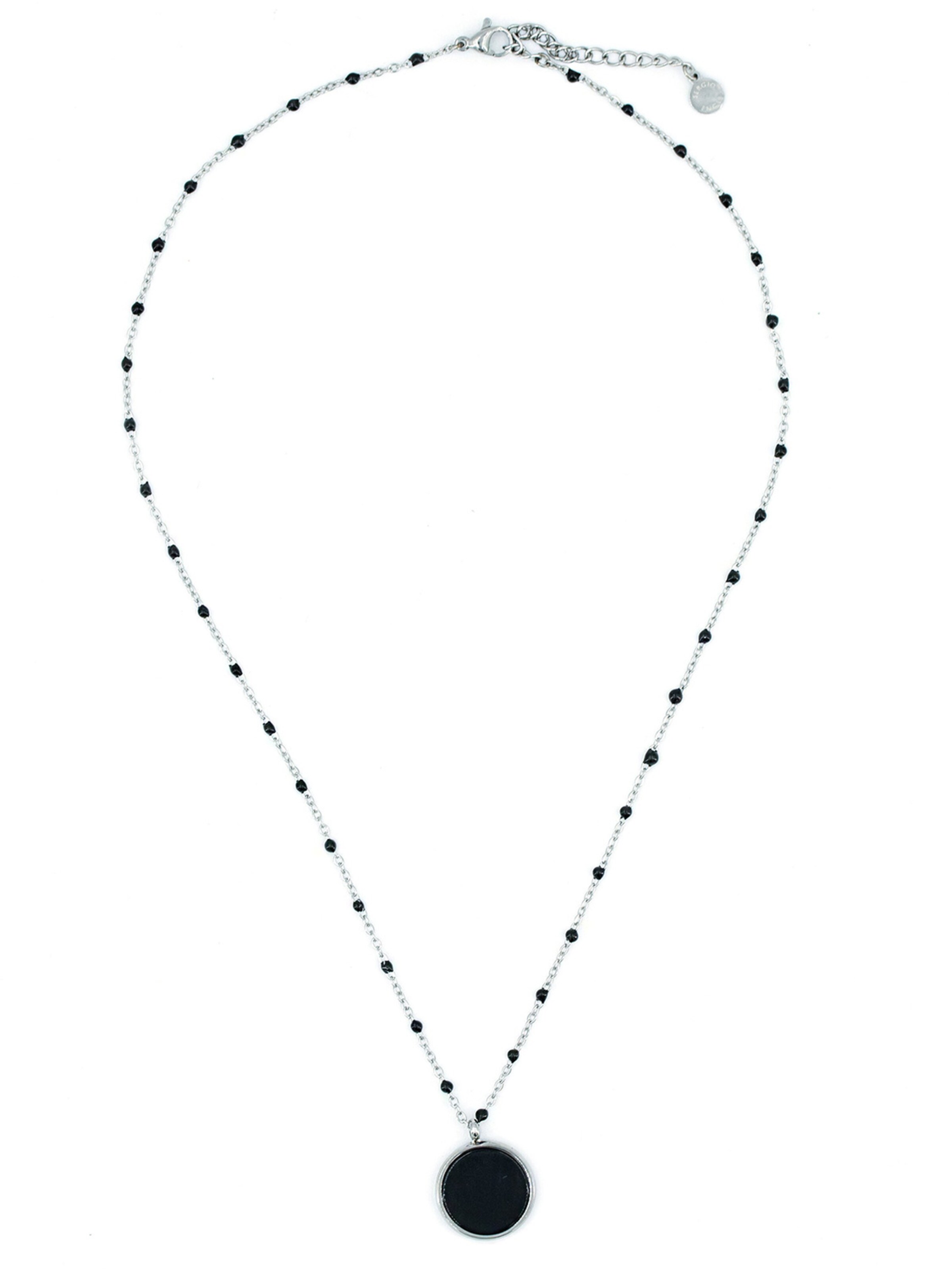 Sergio Engel Kette 'Beach Kette 03 Farbig akzentuierte Edelstahlkette mit Natursteinanhänger'‌‌‌ in Schwarz: Vorderseite