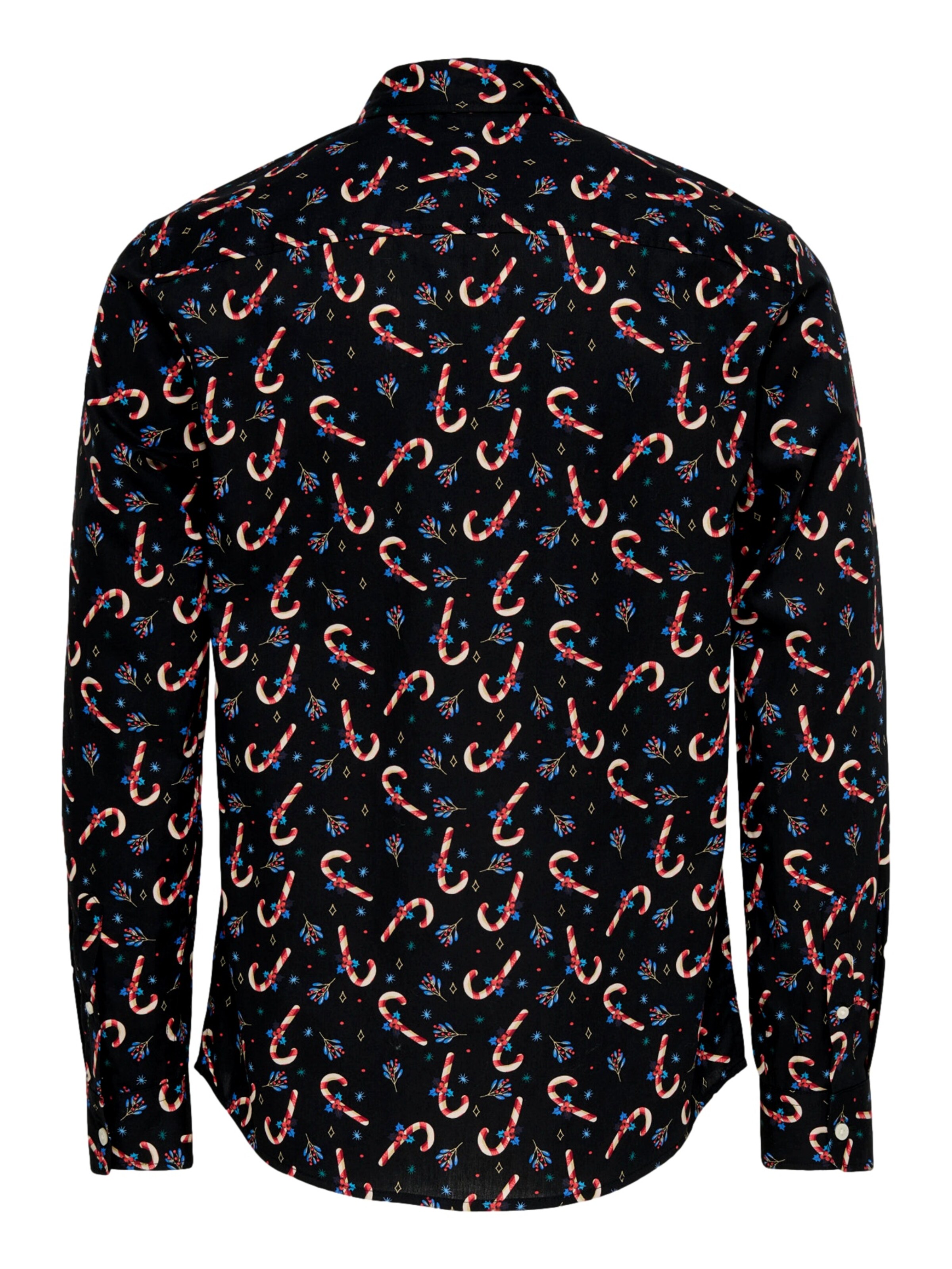 Slim fit Camicia 'ONSALF XMAS' di Only & Sons in nero