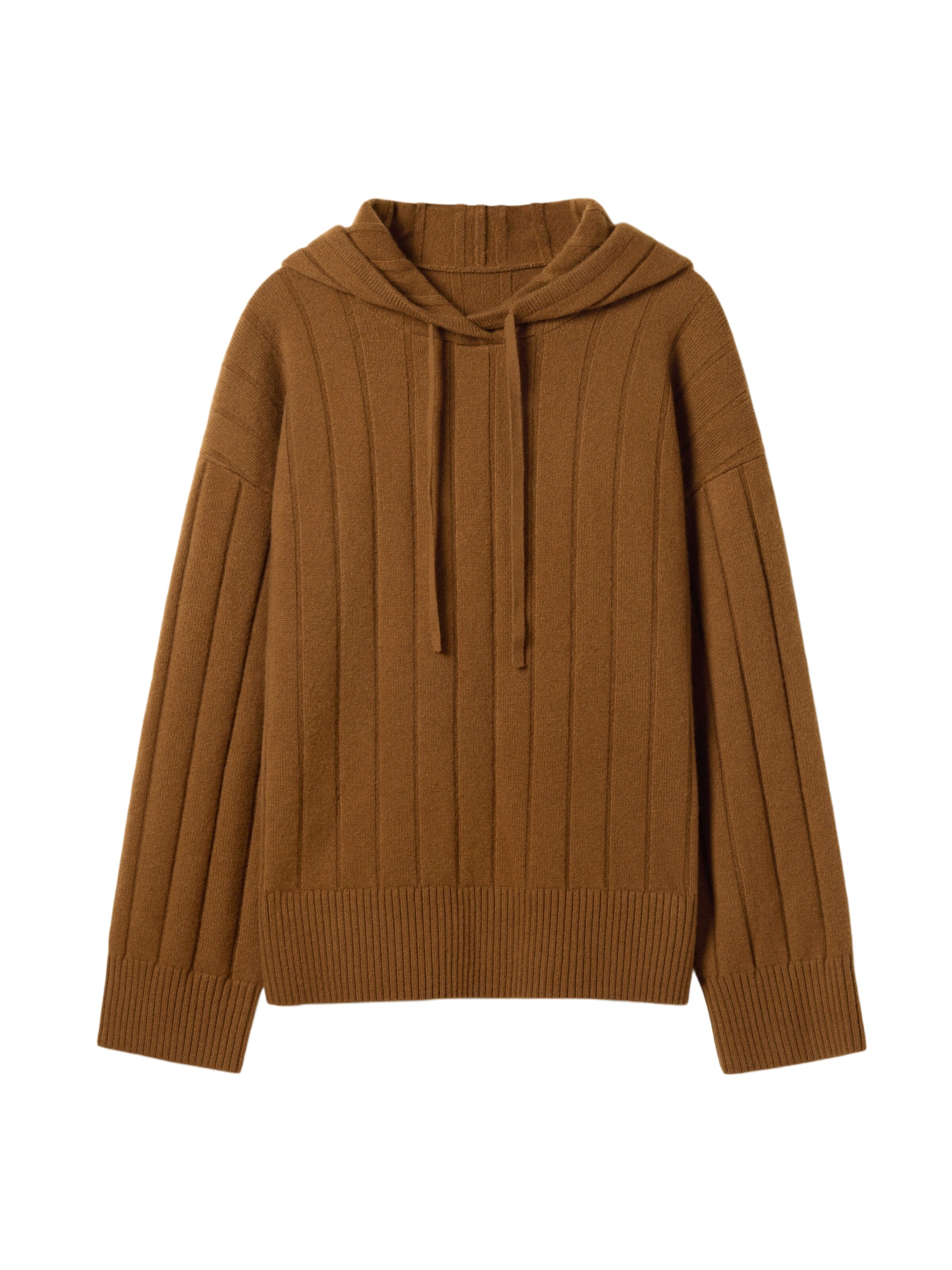 Lilysilk Pullover 'Rippstrick-Pullover mit Kapuze'‌‌ in XS in kastanienbraun, Produktansicht