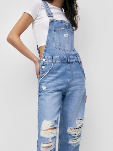 Pull&Bear Regular Dungaree jeans in Blue