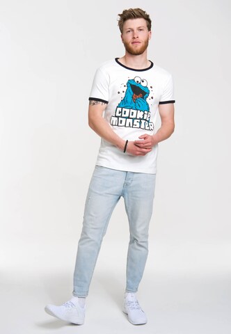 LOGOSHIRT Shirt 'Cookie Monster' in White