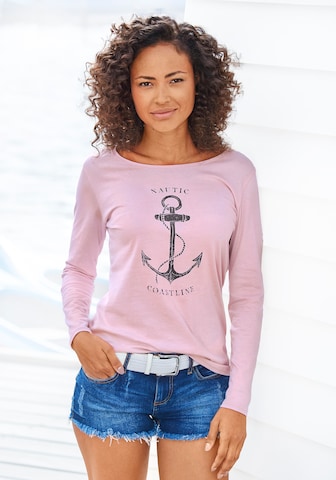 BEACH TIME T-shirt 'BEACH TIME' i rosa: framsida