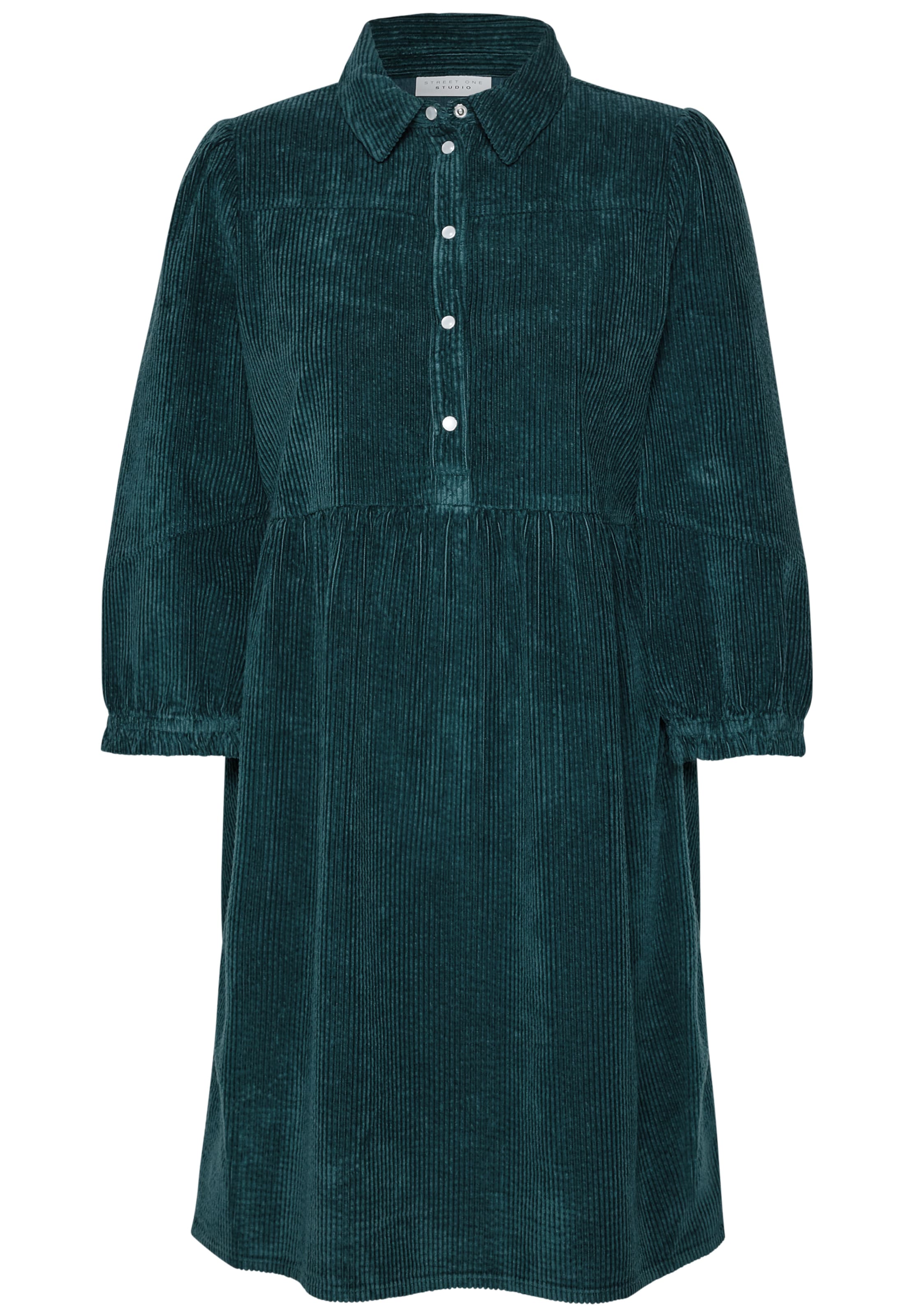 Street One Studio Knielanges Kleid aus Cord in Unifarbe in Grün: Vorderseite