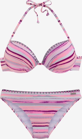 VENICE BEACH Push-up Bikini in Pink: front