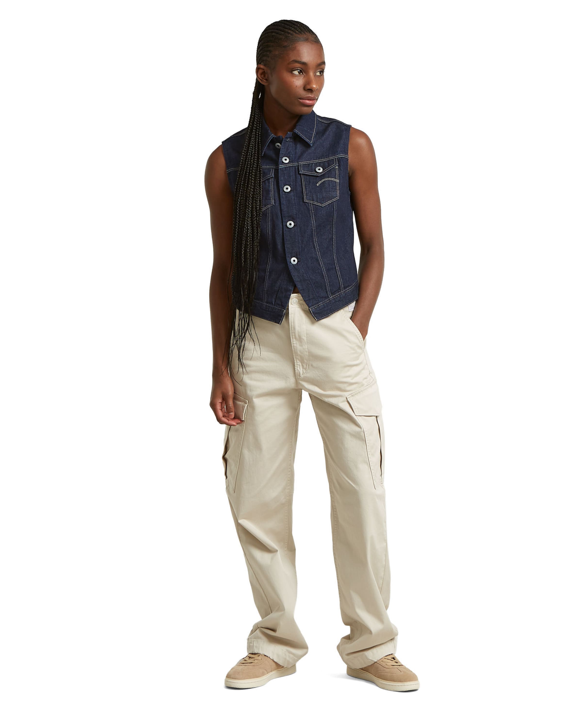 G-STAR Jacket - 'Pitched Hem Slim Vest' in Blau