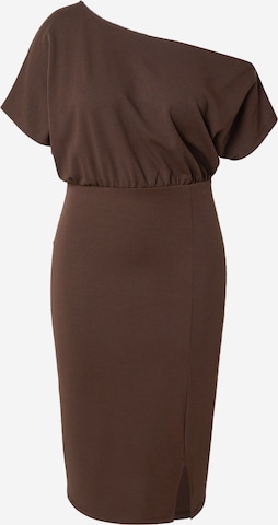 Trendyol CurveKoktel haljina - smeđa boja: prednji dio