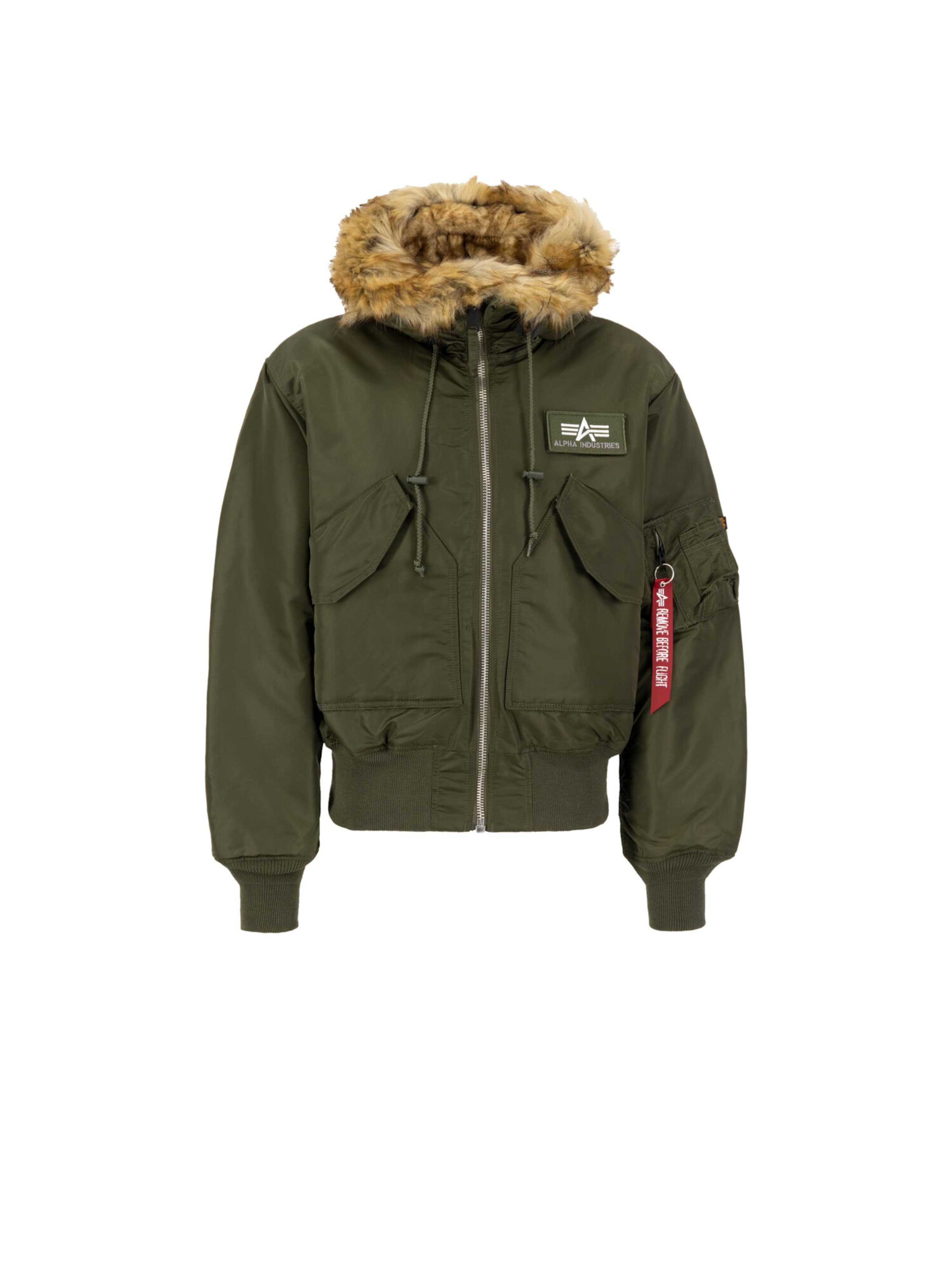 ALPHA INDUSTRIES Winterjacke '45/P Hooded Custom'‌‌‌‌‌‌‌ in Grün: Vorderseite