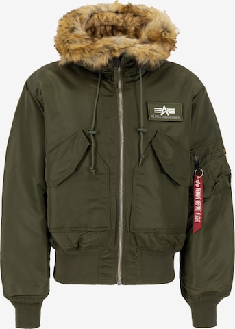 ALPHA INDUSTRIES Winterjacke '45/P Hooded Custom' in Grün: Vorderseite