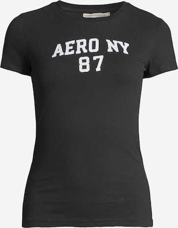 AÉROPOSTALE Majica 'AUG AERO NY 87' | črna barva: sprednja stran