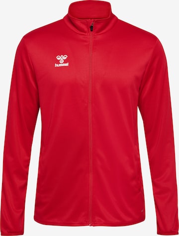 Hummel Athletic Zip-Up Hoodie 'ESSENTIAL' in Red: front