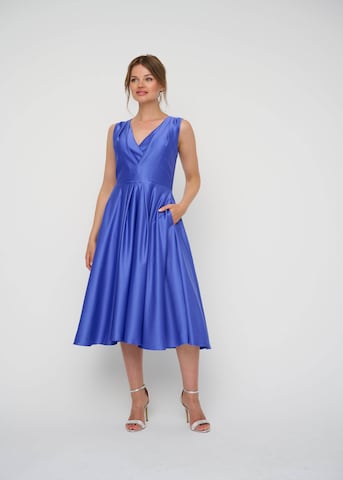 Robe de cocktail KLEO en bleu : devant