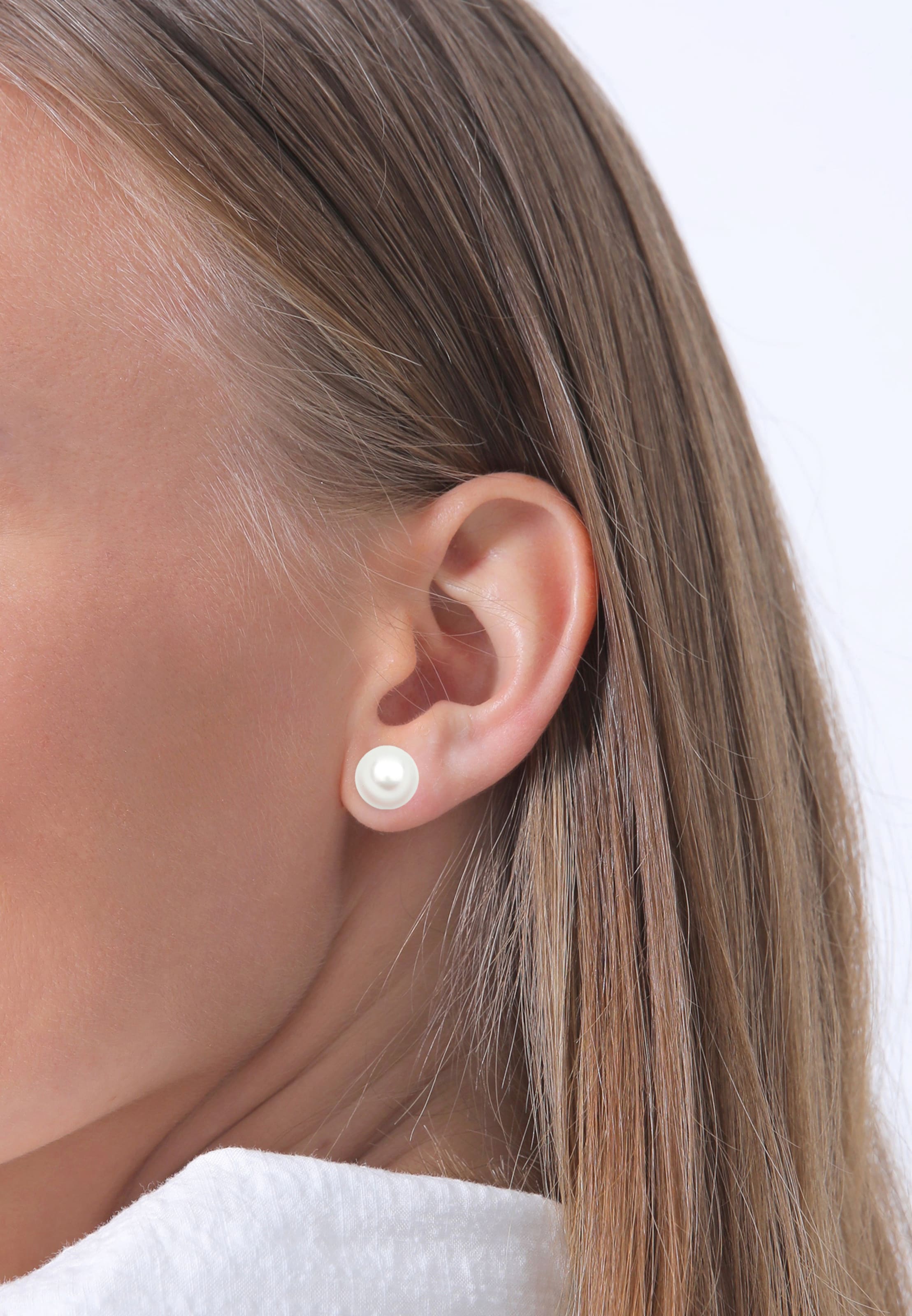 ELLI PREMIUM Earrings 'Perlen' in White: front