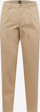 BOSS Black Regular Pleat-front trousers 'Kane' in Beige: front