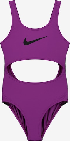 Nike Swim Swimsuit ' Cutout Logo Tape ' in Purple: front