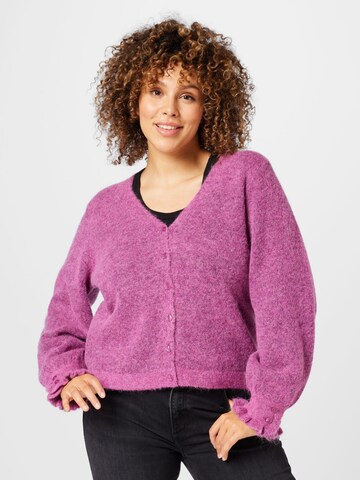 Selected Femme Curve Cardigan 'SIA JUMA' i pink: forside