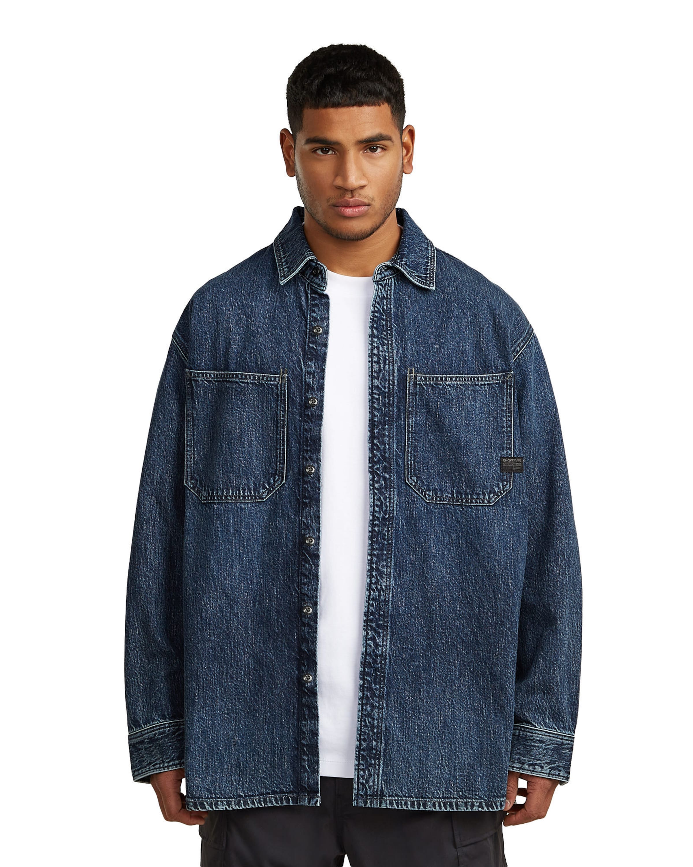 G-STAR Comfort fit Button Up Shirt 'Relaxed 2-Pocket Shirt' in Blue: front