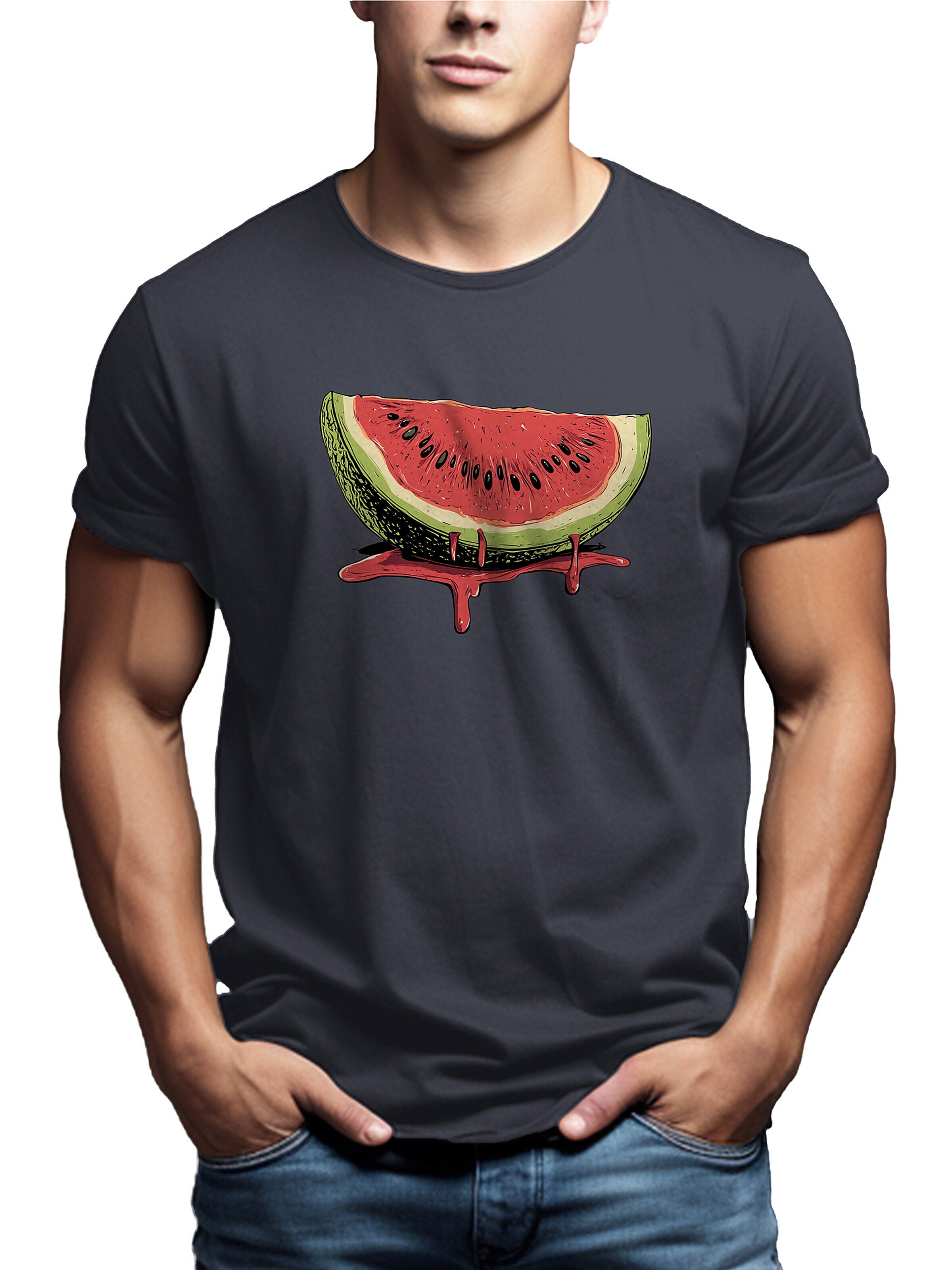 MAKAYA Shirt 'Watermelon' in Grey