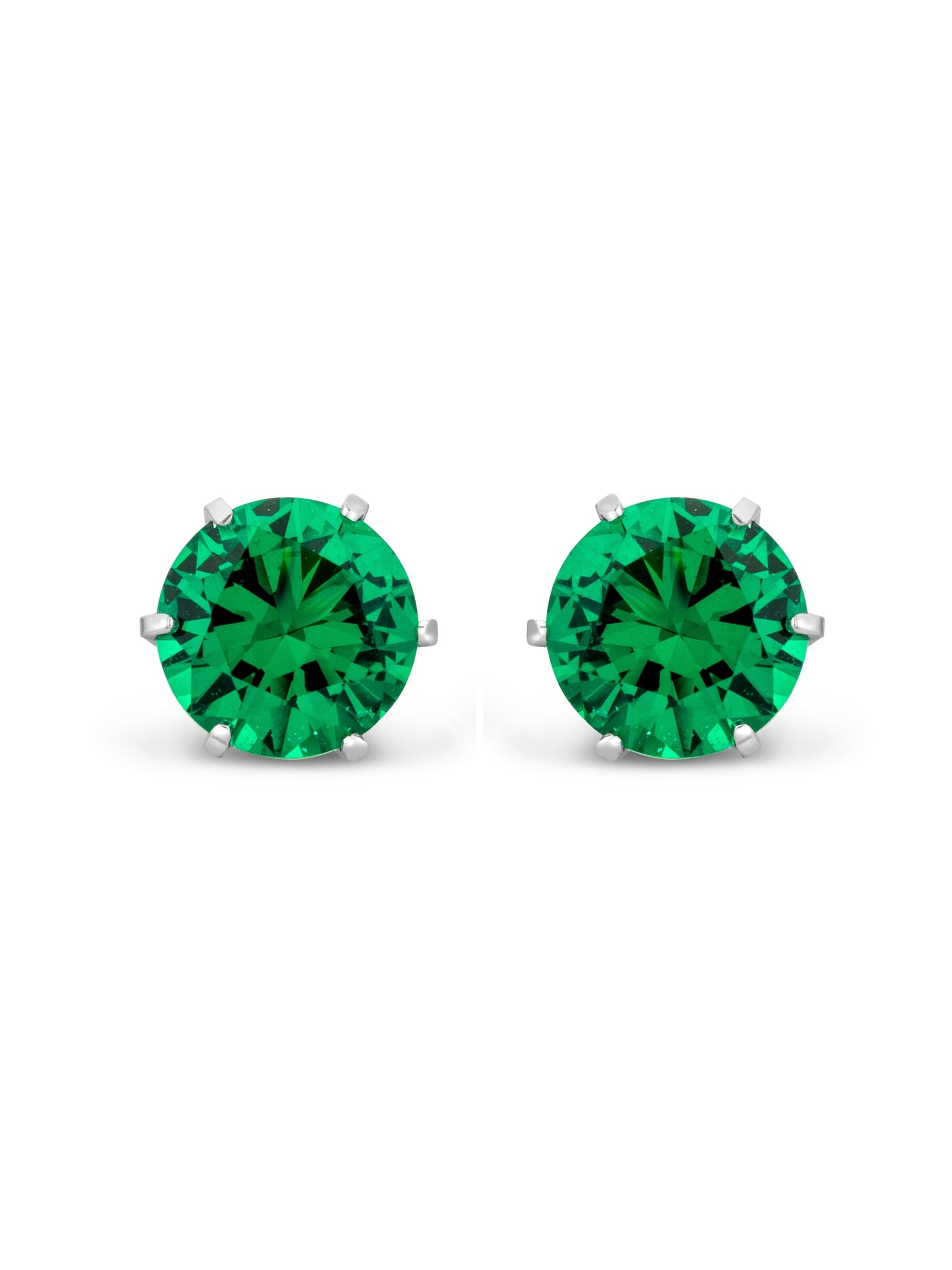 DIAMANT LETERNEL Earrings 'Ohrringe aus 375 Weißgold mit Smaragd' in One size in Silver, Item view