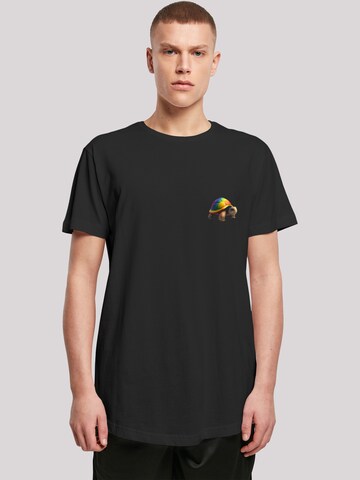 F4NT4STIC Shirt 'Rainbow Turtle' in Zwart: voorkant