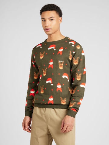 Denim Project Sweater 'Xmas Jungle' in Green: front
